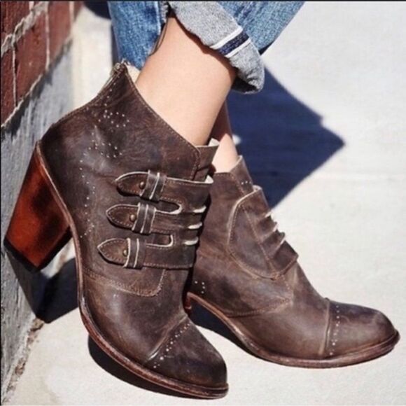 Freebird by Steven- Malbc Brown Leather Boots Booties Women’s Size 7 - Picture 1 of 16
